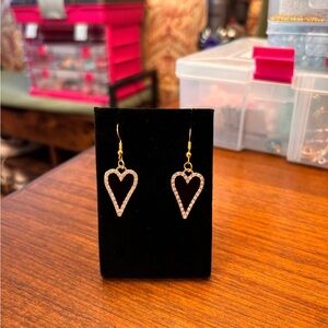 New Chic black and rhinestone gold tone Heart Earrings classy bling